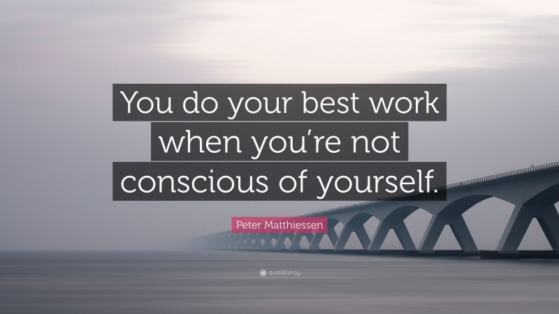 Peter Matthiessen Quote: “You do your best work when you’re not conscious of yourself.”