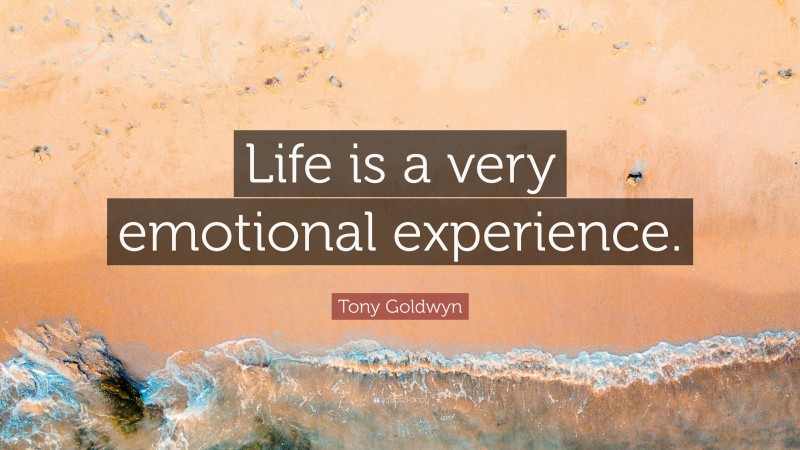 Tony Goldwyn Quote: “Life is a very emotional experience.”