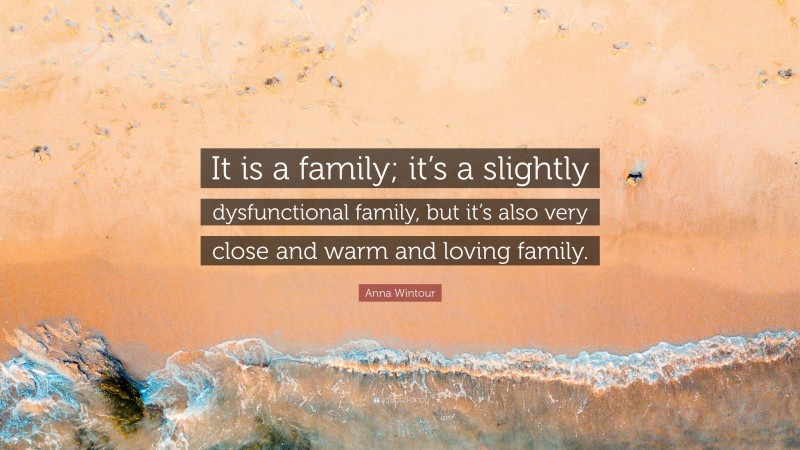 Anna Wintour Quote: “It is a family; it’s a slightly dysfunctional family, but it’s also very close and warm and loving family.”