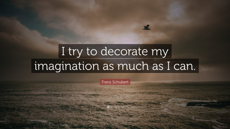 Franz Schubert Quote: “I try to decorate my imagination as much as I can.”