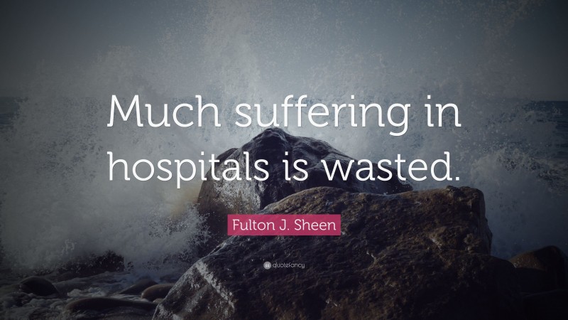 Fulton J. Sheen Quote: “Much suffering in hospitals is wasted.”