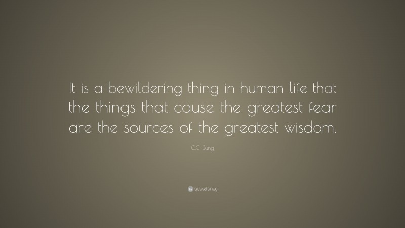 C.G. Jung Quote: “It is a bewildering thing in human life that the things that cause the greatest fear are the sources of the greatest wisdom.”