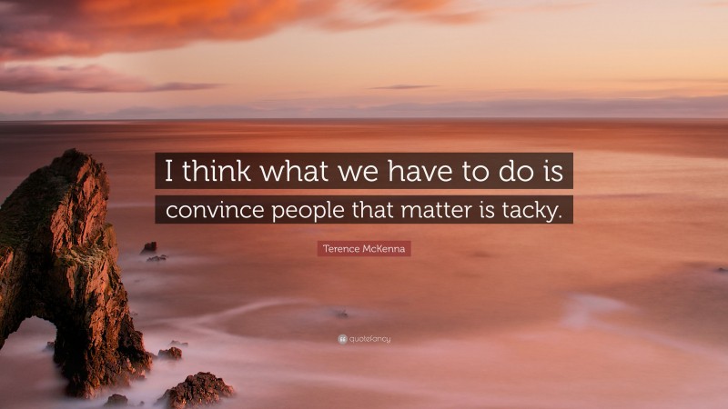 Terence McKenna Quote: “I think what we have to do is convince people that matter is tacky.”