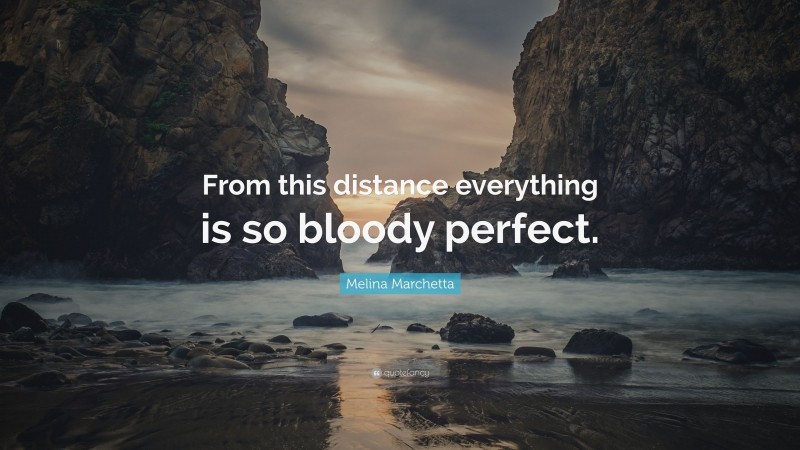 Melina Marchetta Quote: “From this distance everything is so bloody perfect.”