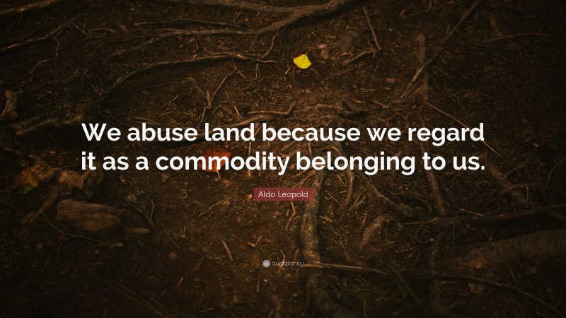 Aldo Leopold Quote: “We abuse land because we regard it as a commodity belonging to us.”