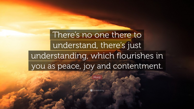 Mooji Quote: “There’s no one there to understand, there’s just understanding, which flourishes in you as peace, joy and contentment.”