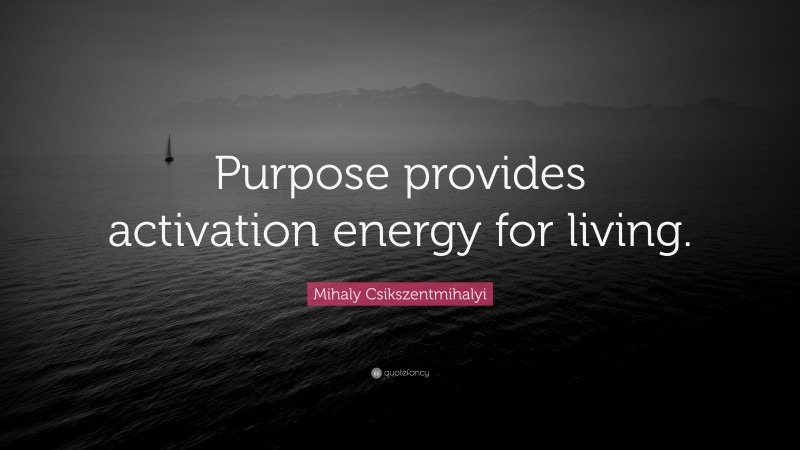 Mihaly Csikszentmihalyi Quote: “Purpose provides activation energy for living.”
