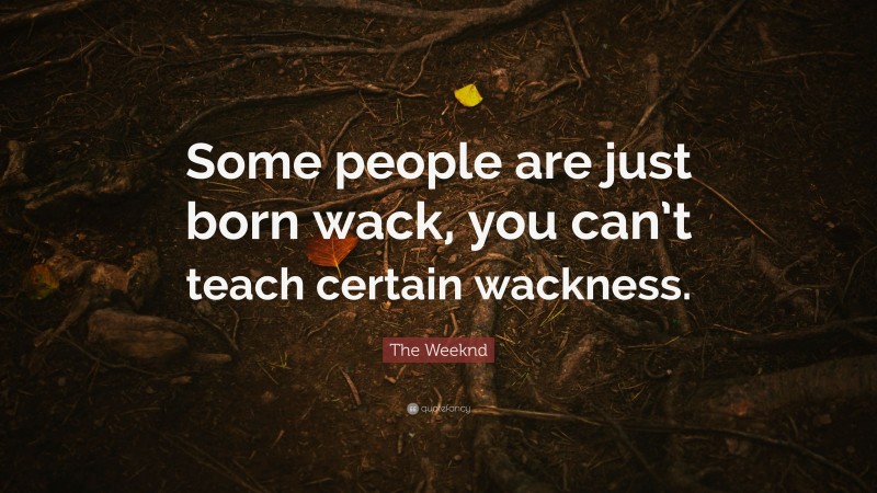 The Weeknd Quote: “Some people are just born wack, you can’t teach certain wackness.”