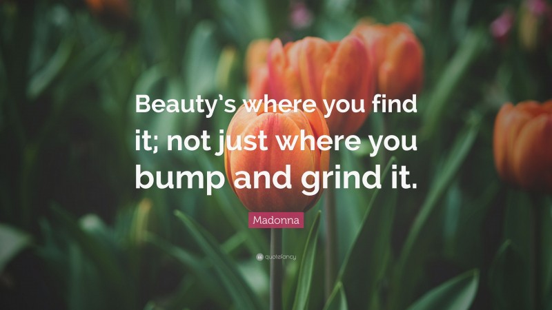 Madonna Quote: “Beauty’s where you find it; not just where you bump and grind it.”