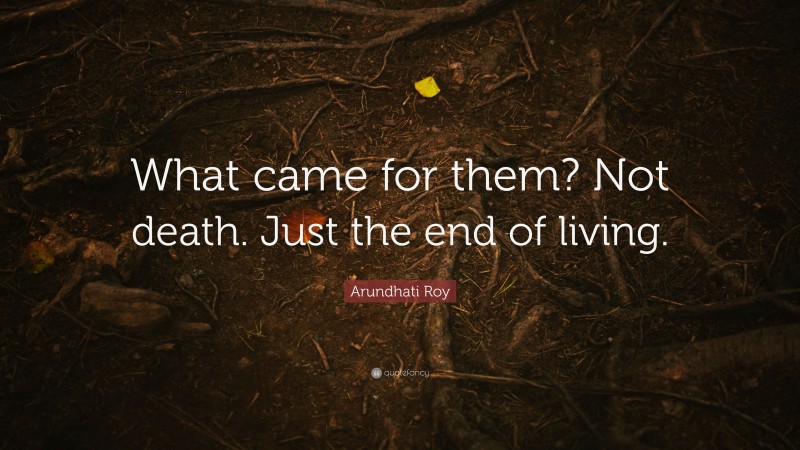 Arundhati Roy Quote: “What came for them? Not death. Just the end of living.”
