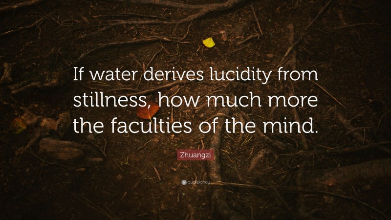 Zhuangzi Quote: “If water derives lucidity from stillness, how much more the faculties of the mind.”