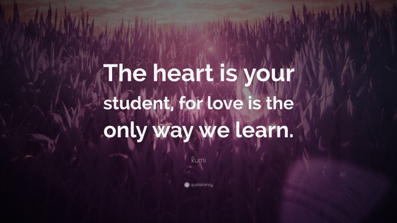 Rumi Quote: “The heart is your student, for love is the only way we learn.”