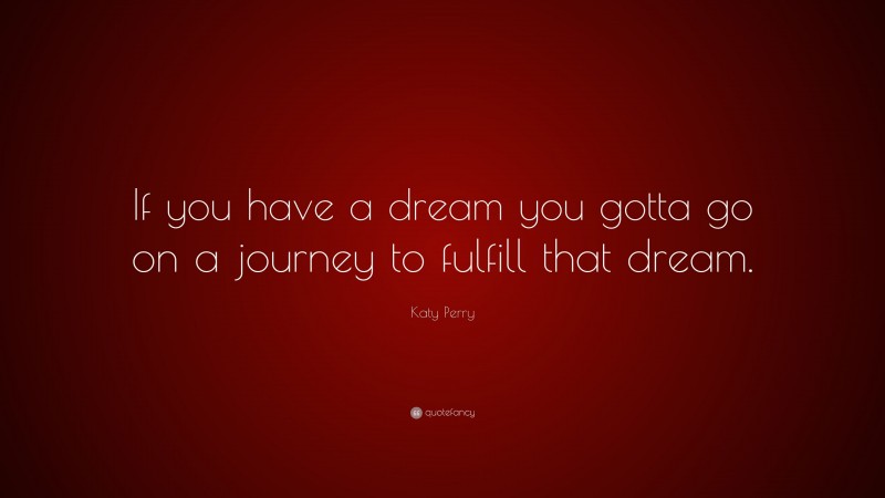 Katy Perry Quote: “If you have a dream you gotta go on a journey to fulfill that dream.”