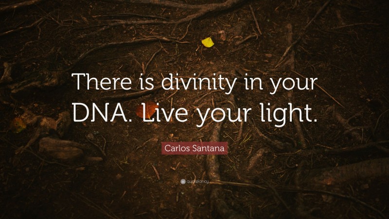 Carlos Santana Quote: “There is divinity in your DNA. Live your light.”
