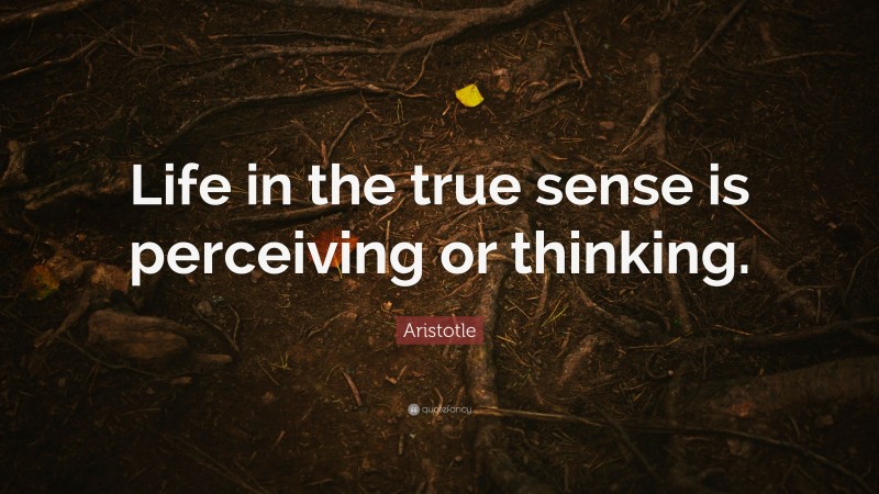 Aristotle Quote: “Life in the true sense is perceiving or thinking.”
