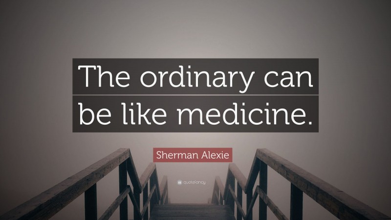 Sherman Alexie Quote: “The ordinary can be like medicine.”