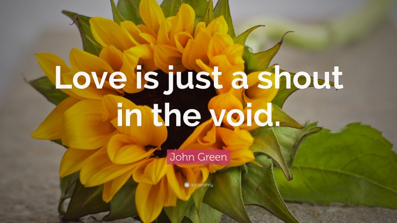 John Green Quote: “Love is just a shout in the void.”