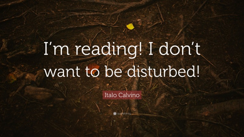 Italo Calvino Quote: “I’m reading! I don’t want to be disturbed!”