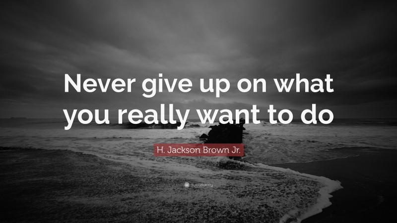 H. Jackson Brown Jr. Quote: “never Give Up On What You Really Want To Do”