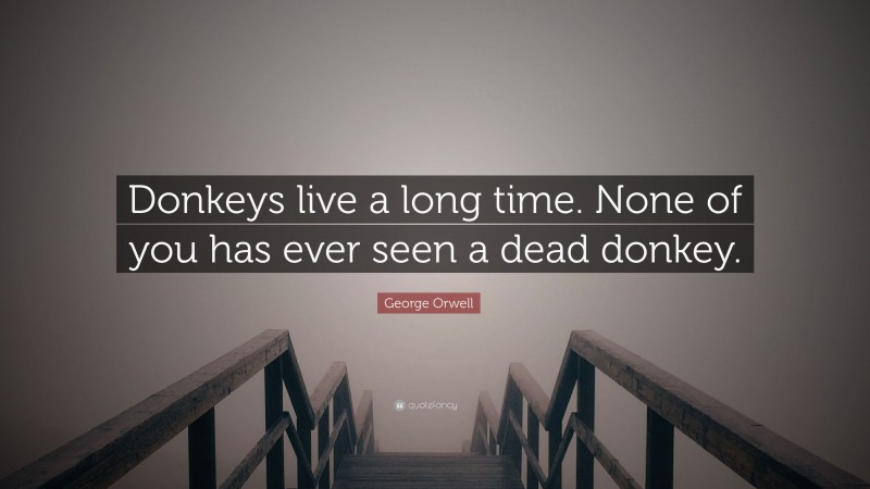 George Orwell Quote: “Donkeys live a long time. None of you has ever seen a dead donkey.”