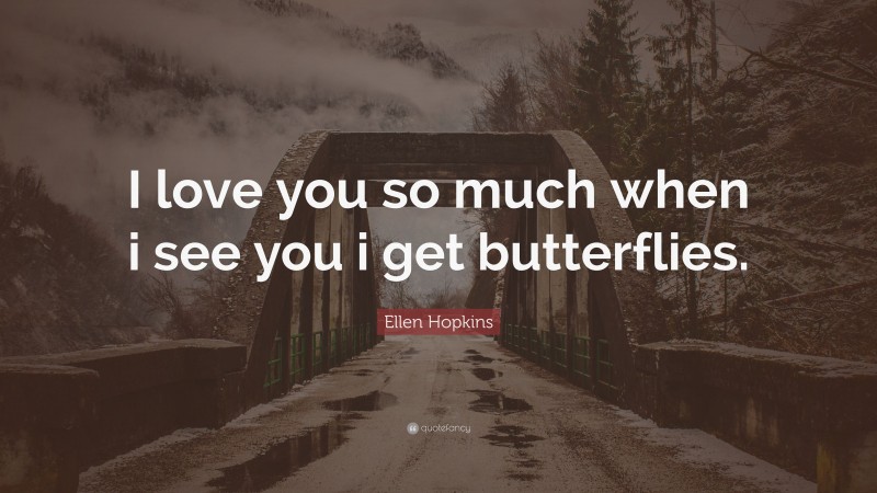 Ellen Hopkins Quote: “I love you so much when i see you i get butterflies.”