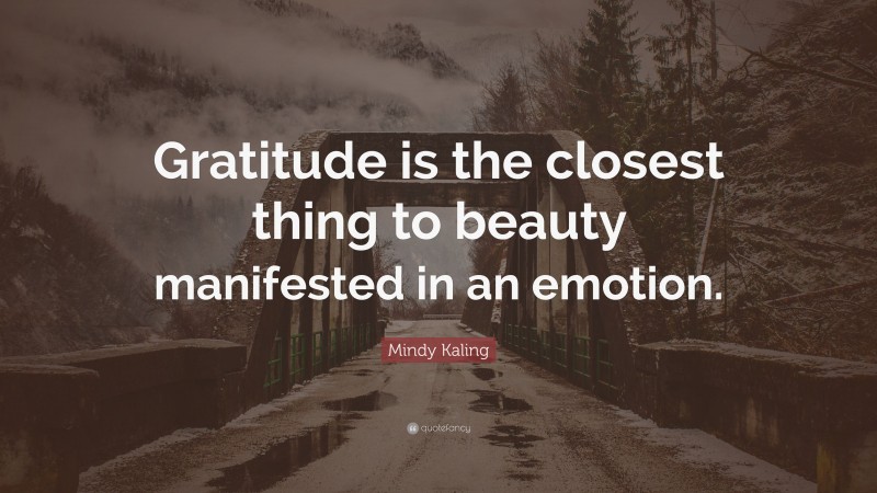 Mindy Kaling Quote: “Gratitude is the closest thing to beauty manifested in an emotion.”