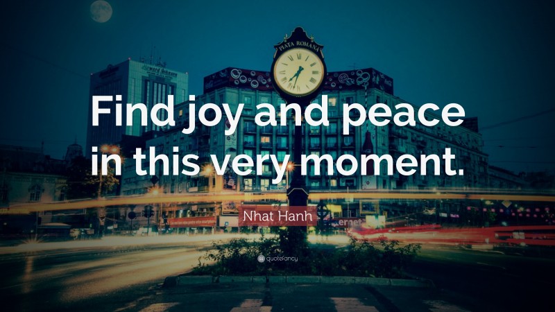 Nhat Hanh Quote: “Find joy and peace in this very moment.”