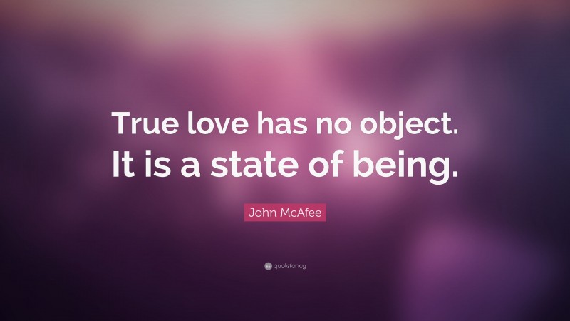 John McAfee Quote: “True love has no object. It is a state of being.”