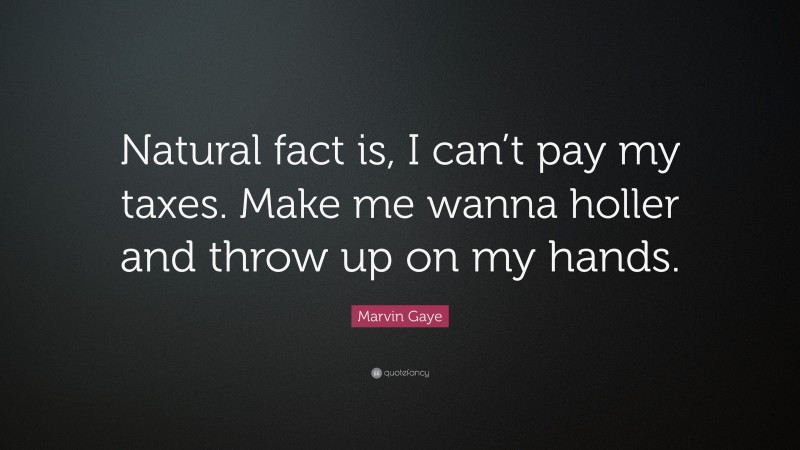 Marvin Gaye Quote: “Natural fact is, I can’t pay my taxes. Make me wanna holler and throw up on my hands.”