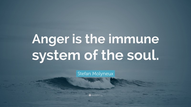 Stefan Molyneux Quote: “Anger is the immune system of the soul.”