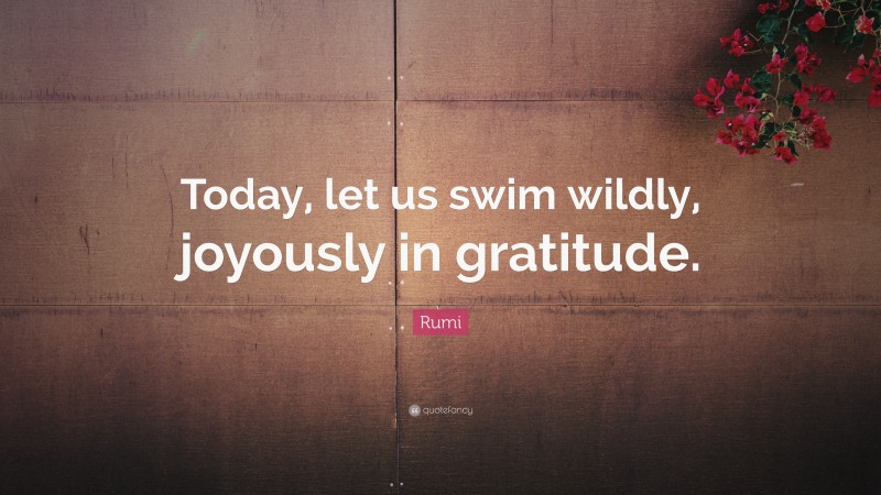 Rumi Quote: “Today, let us swim wildly, joyously in gratitude.”