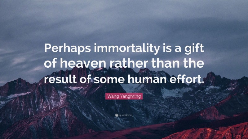 Wang Yangming Quote: “Perhaps immortality is a gift of heaven rather than the result of some human effort.”