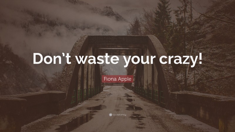 Fiona Apple Quote: “Don’t waste your crazy!”