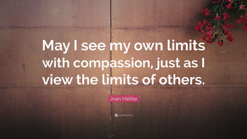 Joan Halifax Quote: “May I see my own limits with compassion, just as I view the limits of others.”