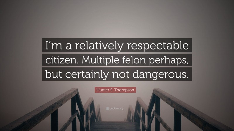 Hunter S. Thompson Quote: “I’m a relatively respectable citizen. Multiple felon perhaps, but certainly not dangerous.”