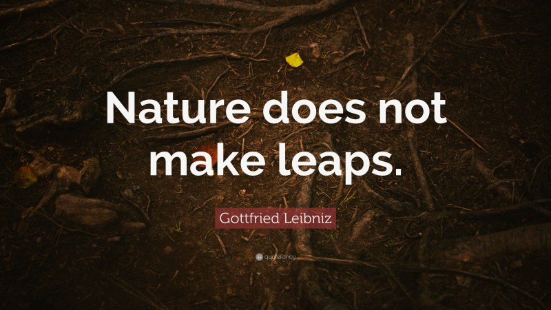Gottfried Leibniz Quote: “Nature does not make leaps.”