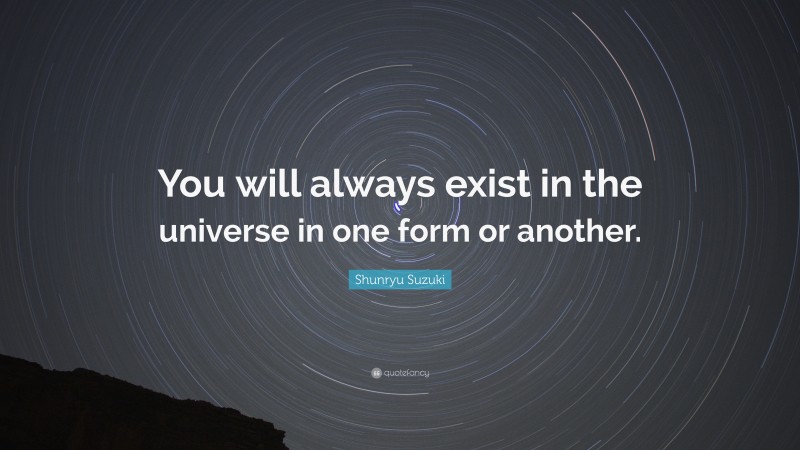 Shunryu Suzuki Quote: “You will always exist in the universe in one form or another.”