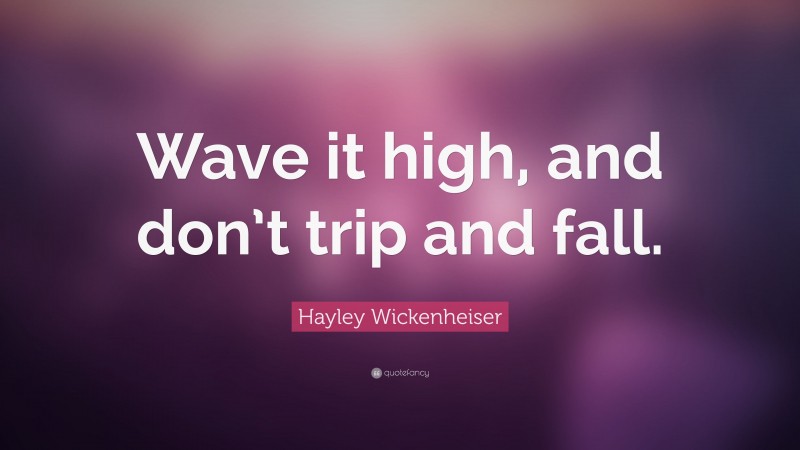 Hayley Wickenheiser Quote: “Wave it high, and don’t trip and fall.”
