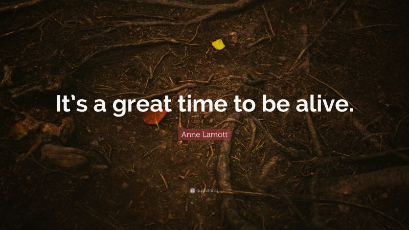 Anne Lamott Quote: “It’s a great time to be alive.”