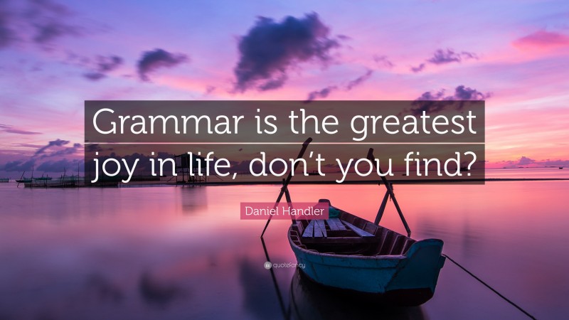 Daniel Handler Quote: “Grammar is the greatest joy in life, don’t you find?”