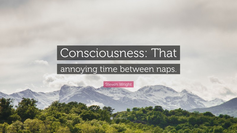 Steven Wright Quote: “Consciousness: That annoying time between naps.”