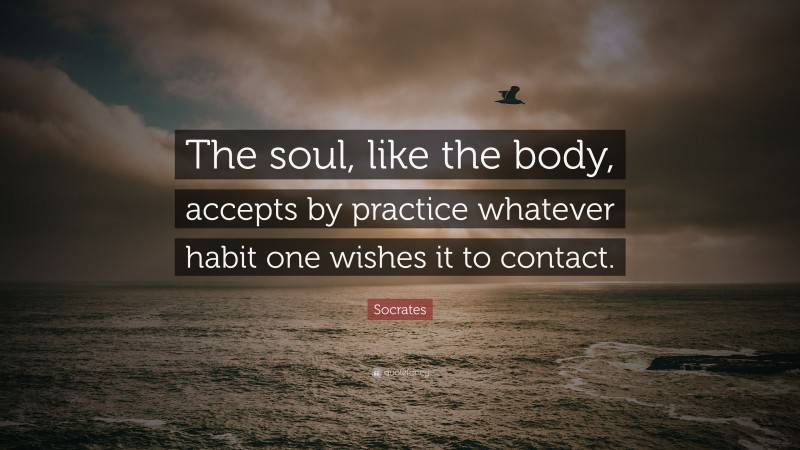 Socrates Quote: “The soul, like the body, accepts by practice whatever habit one wishes it to contact.”