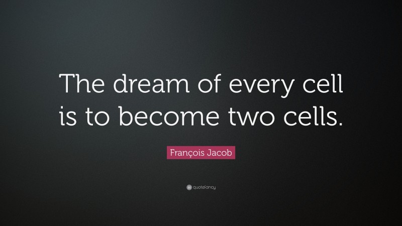 François Jacob Quote: “The dream of every cell is to become two cells.”