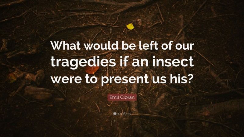 Emil Cioran Quote: “What would be left of our tragedies if an insect were to present us his?”