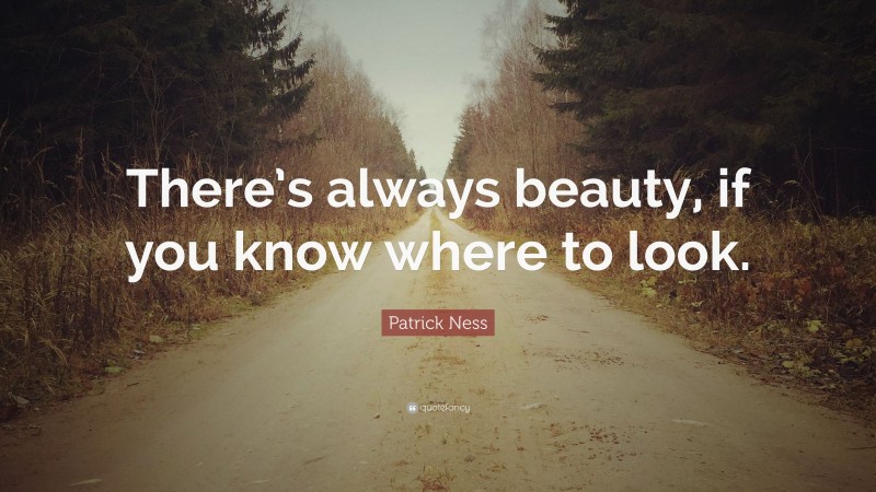Patrick Ness Quote: “There’s always beauty, if you know where to look.”