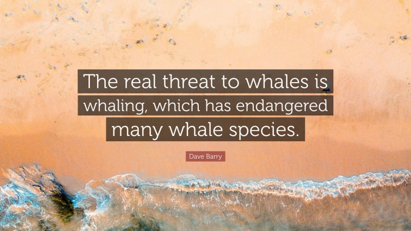 Dave Barry Quote: “The real threat to whales is whaling, which has endangered many whale species.”
