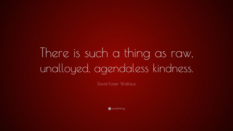 David Foster Wallace Quote: “There is such a thing as raw, unalloyed, agendaless kindness.”