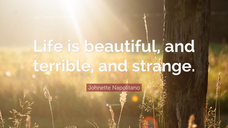 Johnette Napolitano Quote: “Life is beautiful, and terrible, and strange.”