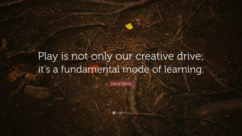 David Elkind Quote: “Play is not only our creative drive; it’s a fundamental mode of learning.”