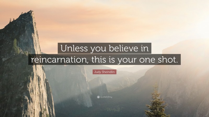 Judy Sheindlin Quote: “Unless you believe in reincarnation, this is your one shot.”